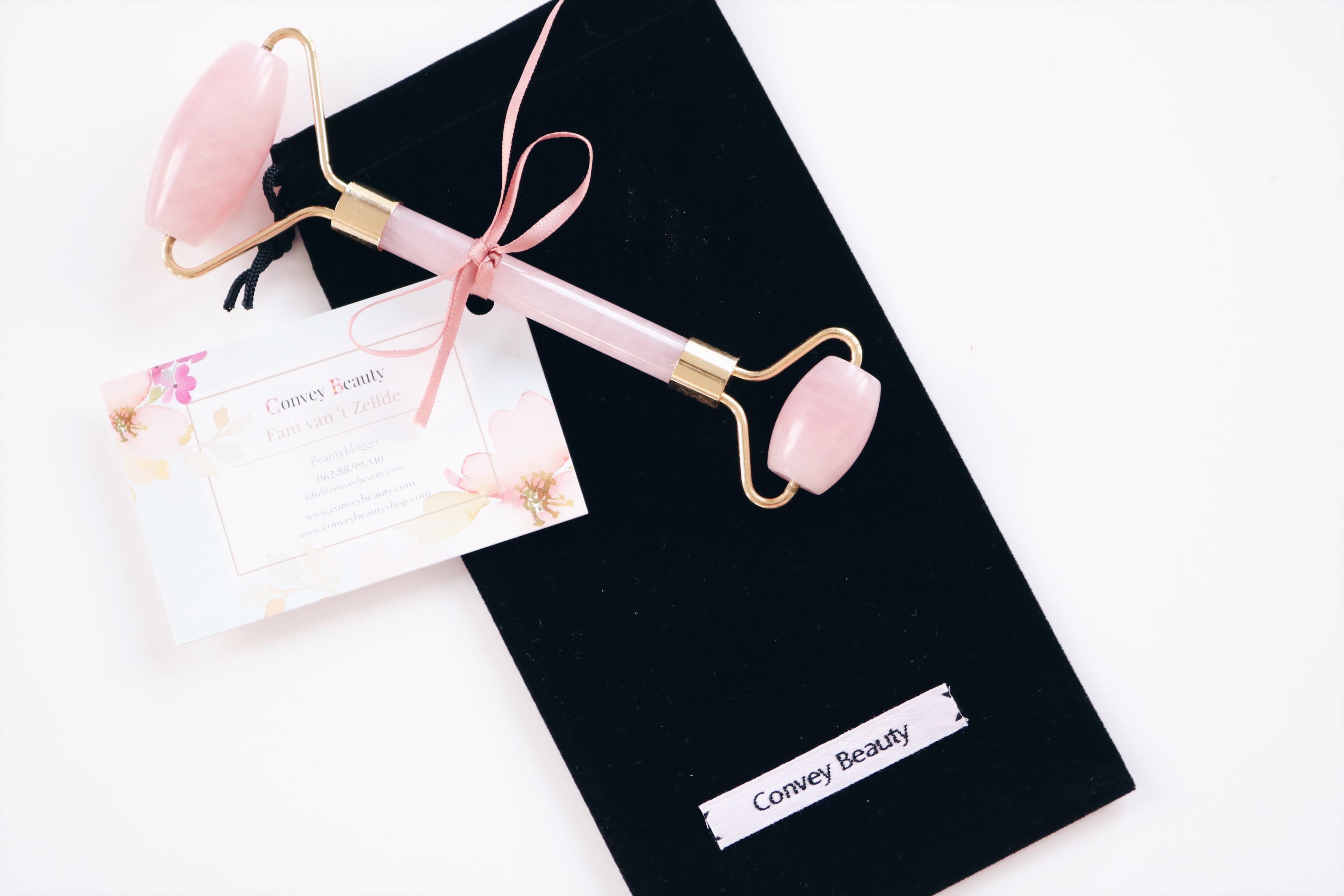 Luxe Convey Beauty gezichtsrollers / rose quartz en blue jasper