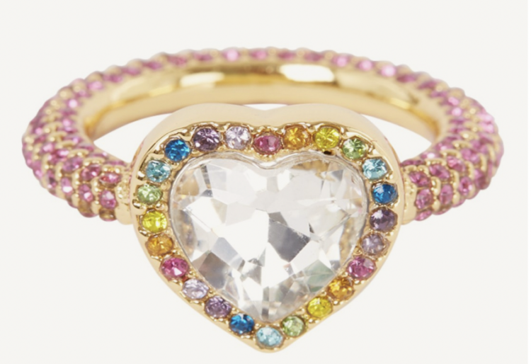 Roze Barbie Rainbow Heart ring met kristal 